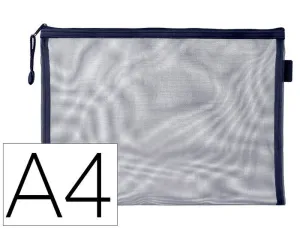 BOLSA ZIPPER BAG LIDERPAPEL POLIESTER TRANSPIRABLE MULTIUSOS DIN A4 AZUL MARINO