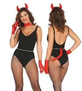 CONJUNTO DIABLESA DIADEMA + PAJARITA + COLA