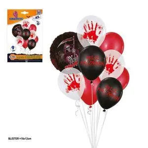 SET 9 GLOBOS 12R FOIL HALLOWEEN MANO SANGRIENTA