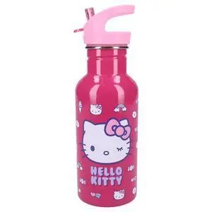 BOTELLA ALUMINIO CON PAJITA 500ML HELLO KITTY TAKE
